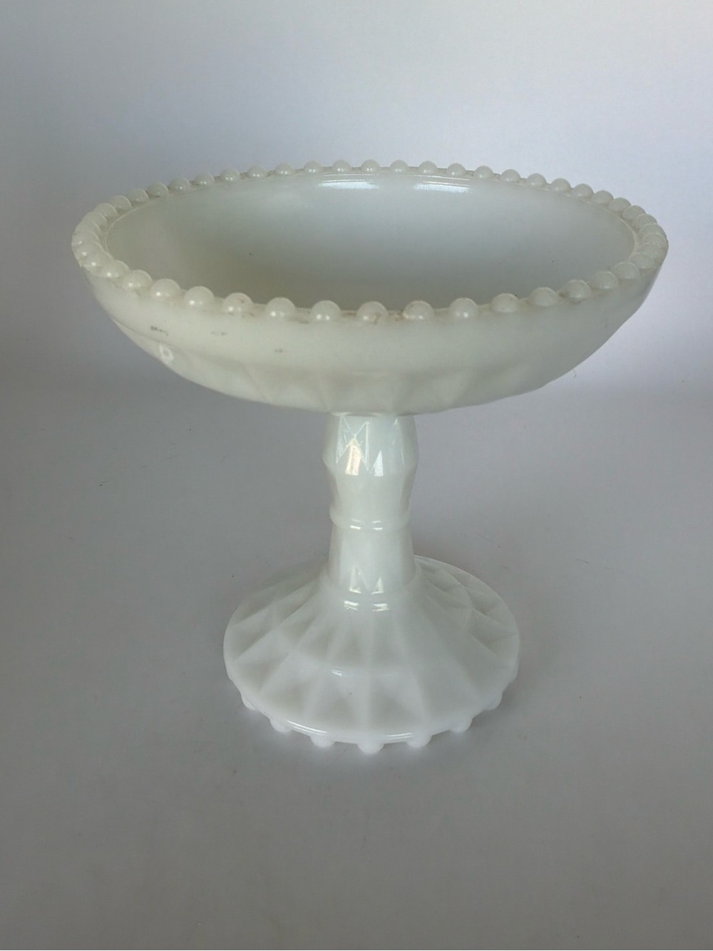 Jeanette Glass Windsor Milk Glass Compote Pedestal Candy Dish Vintage